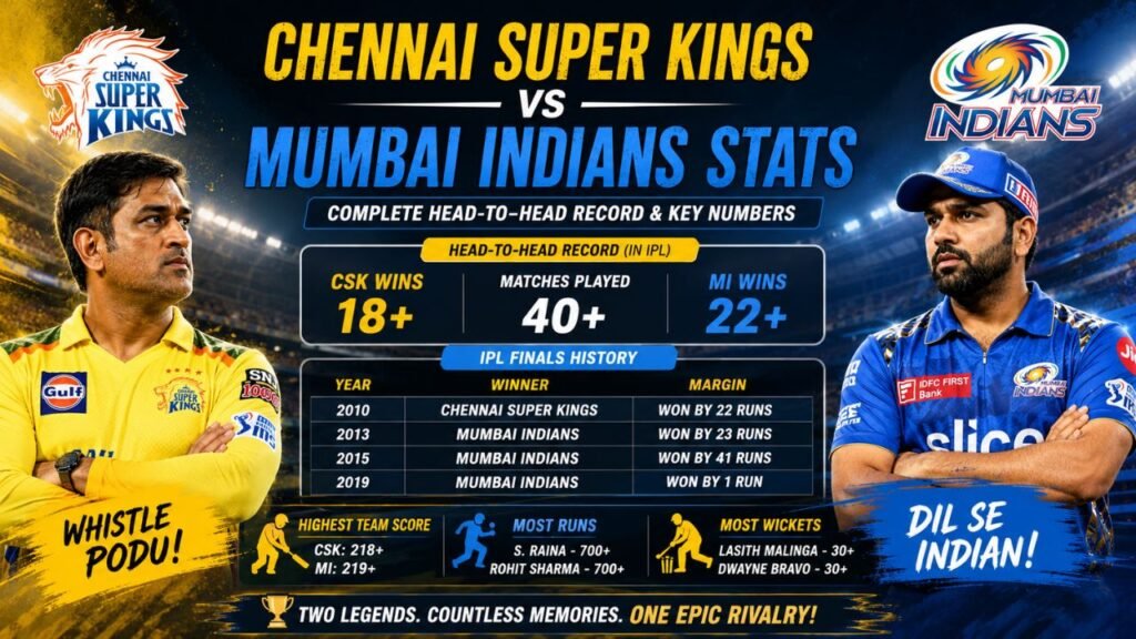 Chennai Super Kings vs Mumbai Indians Stats: Head-to-Head Record, Results & IPL Records